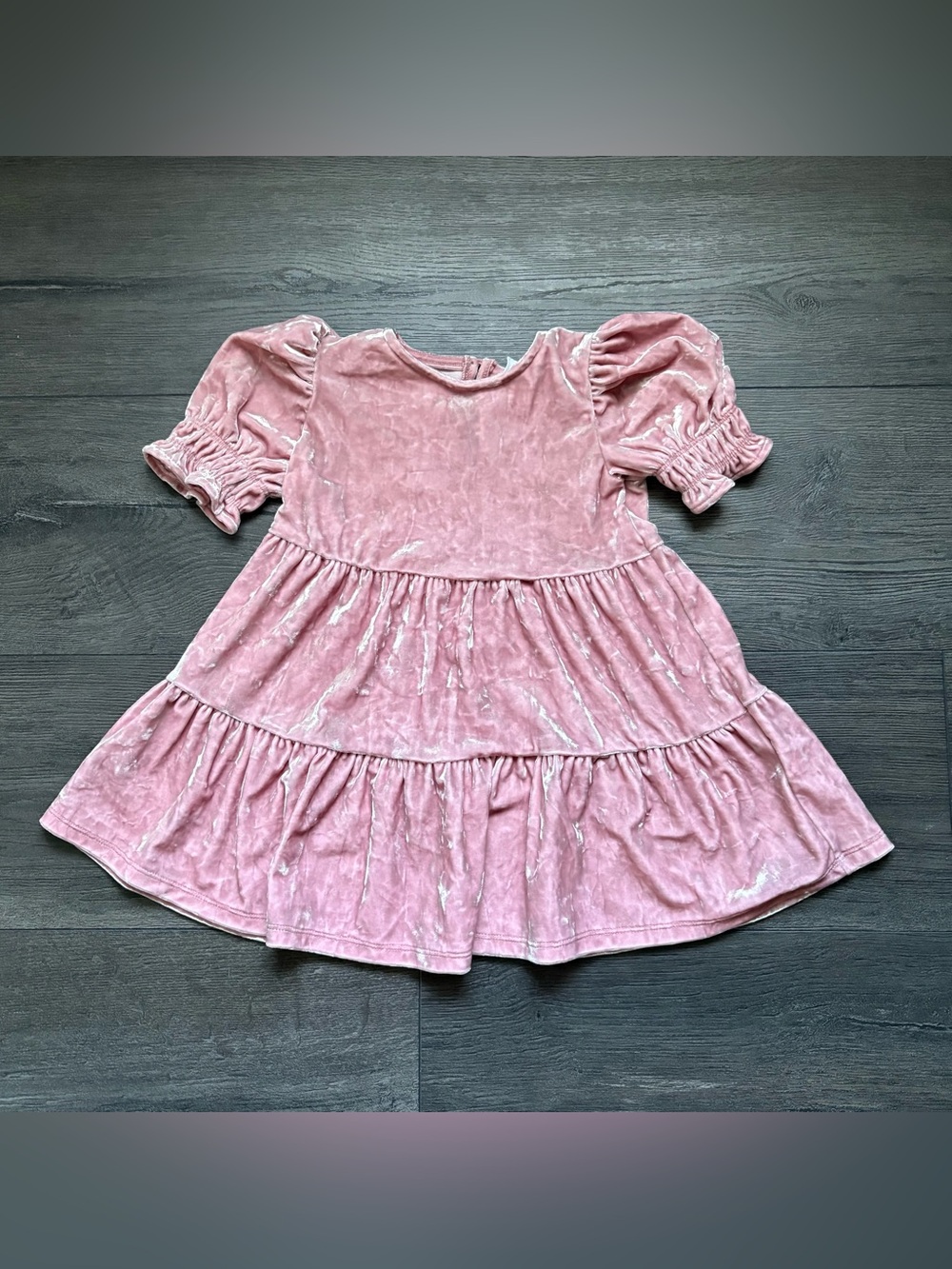 Baby Gap Pink Crushed Velvet Short Sleeve Tiered Dress Party Holiday Size 2T